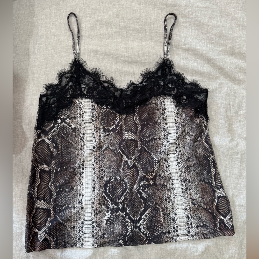 Zara Snake Print Lace Trim Cami Top L